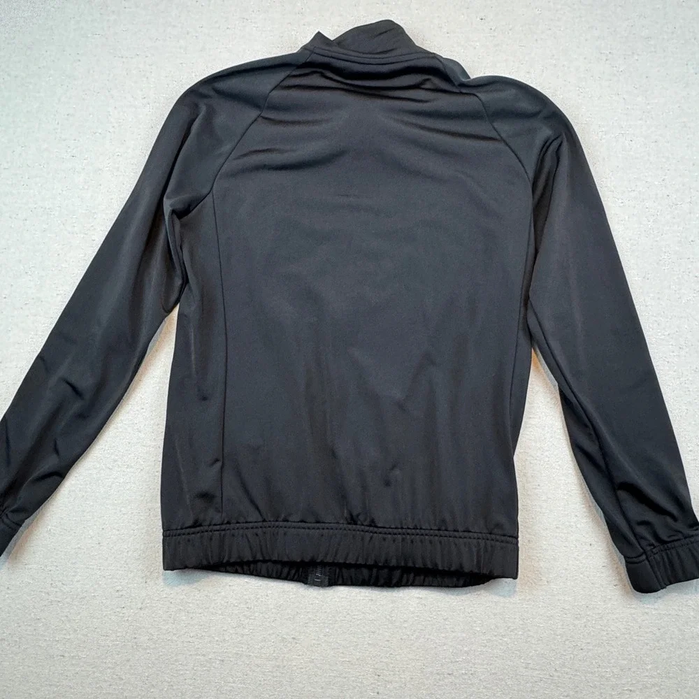 Adidas Mens Track Jacket Size Medium Black White 3-Stripe Full Zip Mock Neck